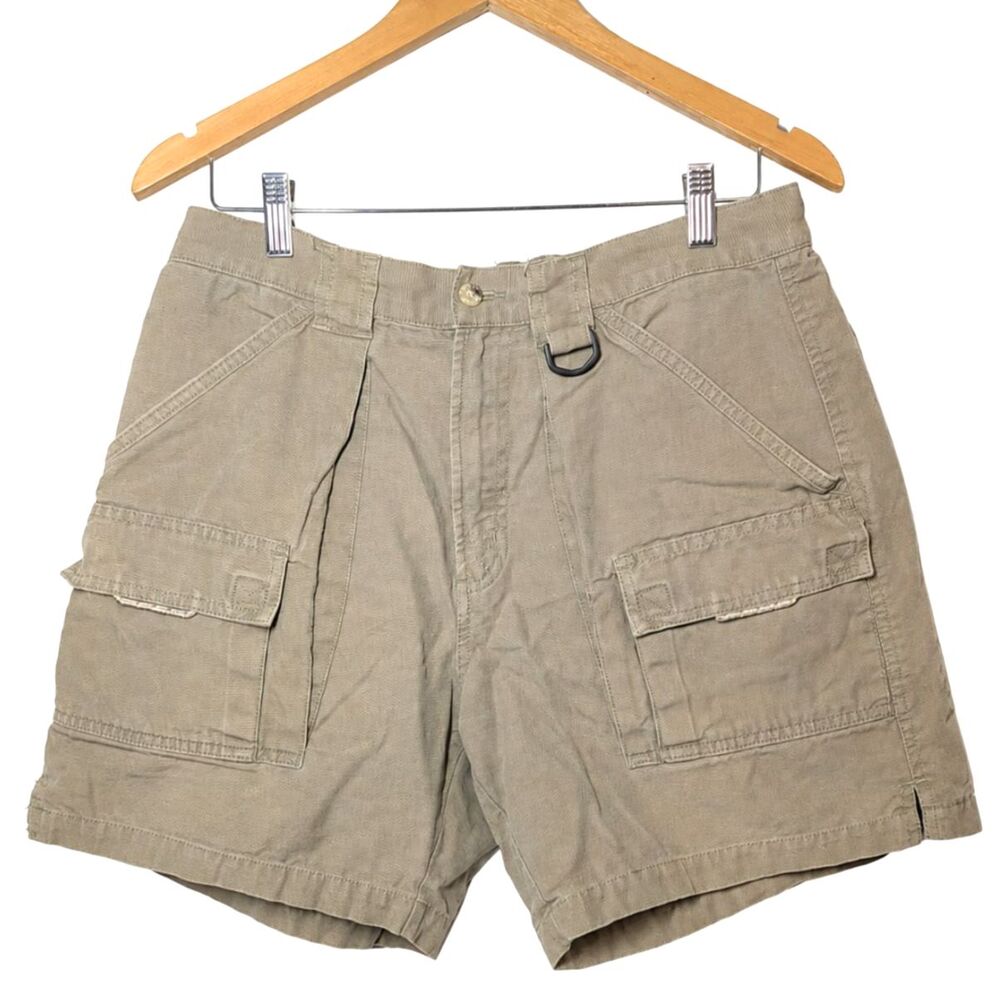 Columbia PFG Khaki Cargo Fishing Shorts Men's XL Utility Outdoor 100% Cotton